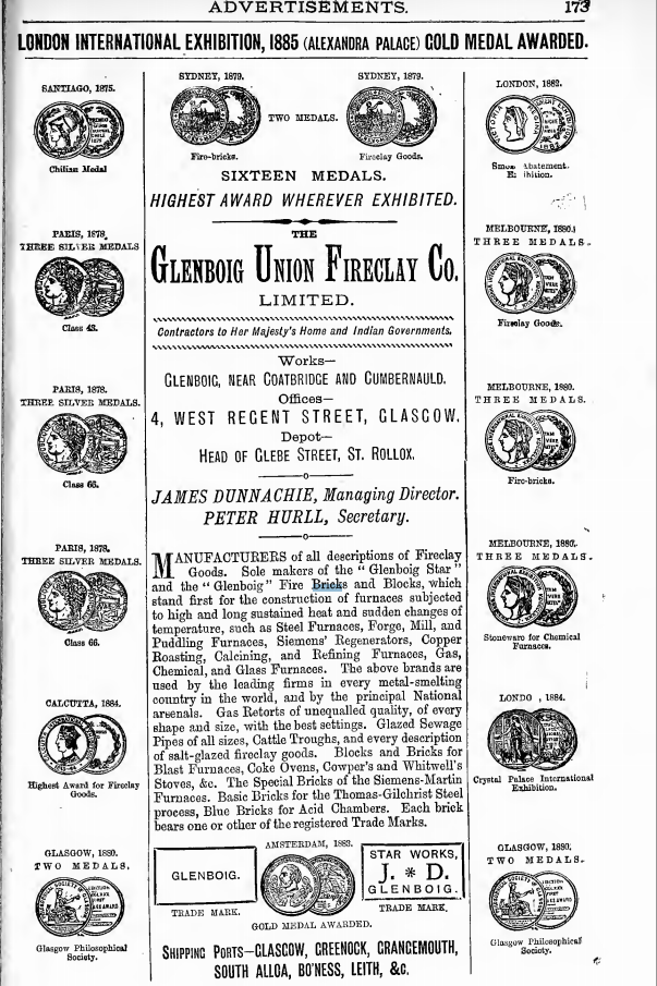 Glenboig advert 1886