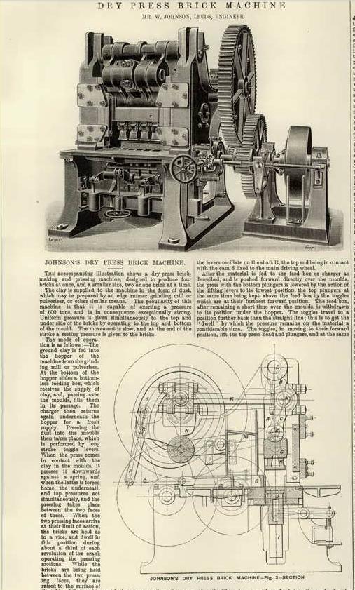 1895 Dry Press Brick Machine W Johnson Leeds