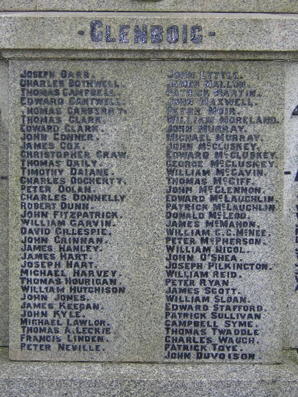 Glenboig and Annathill WW1 memorial John Duvoisin
