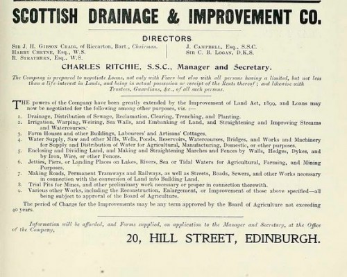 Scottish Drainage and Improvement Co Advert 1903