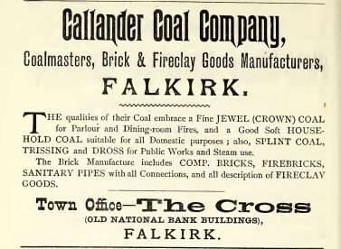 Callander Coal Company Advert 1886 - 1887