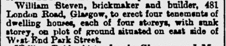 William Steven 1869 brickmaker Glasgow