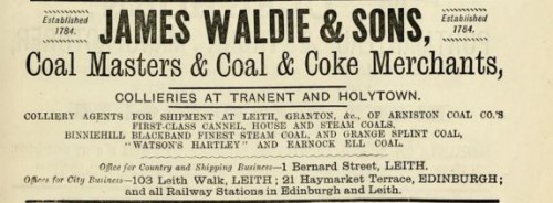 1882 James Waldie Edinburgh advert