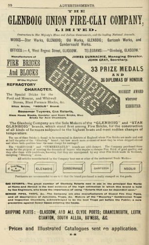 1893 - Advert Glenboig Union Fire clay Company