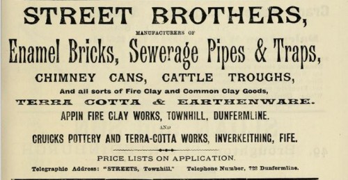 1893 Street Brothers , Appin Fireclay Works, Townhill, Dunfermline