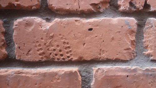 Village hall in Ayton made from Linthill brick boot print